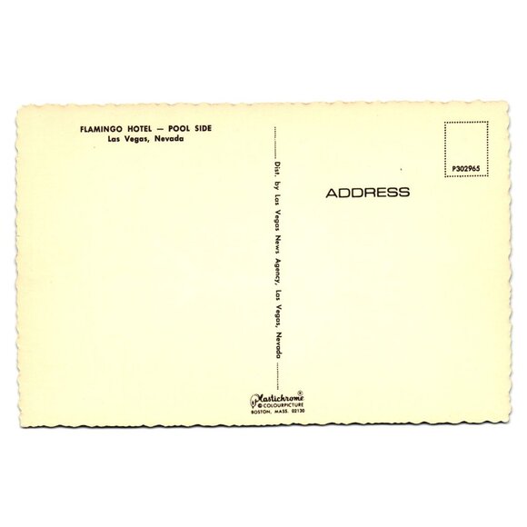 Vintage Postcard Flamingo Hotel Casino Swimming Pool Resort Scalloped Edge NV - Picture 2 of 2